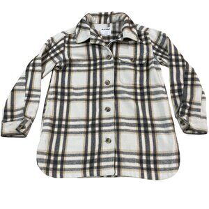 Old Navy Plaid Shirt Jacket Women's Size Small Beige & Black Heavyweight 90s Y2K